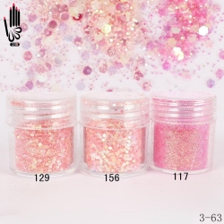 Брокат Хексагон за Декорация на Нокти Маникюр 10ml ,3-63 -- 117,129,156